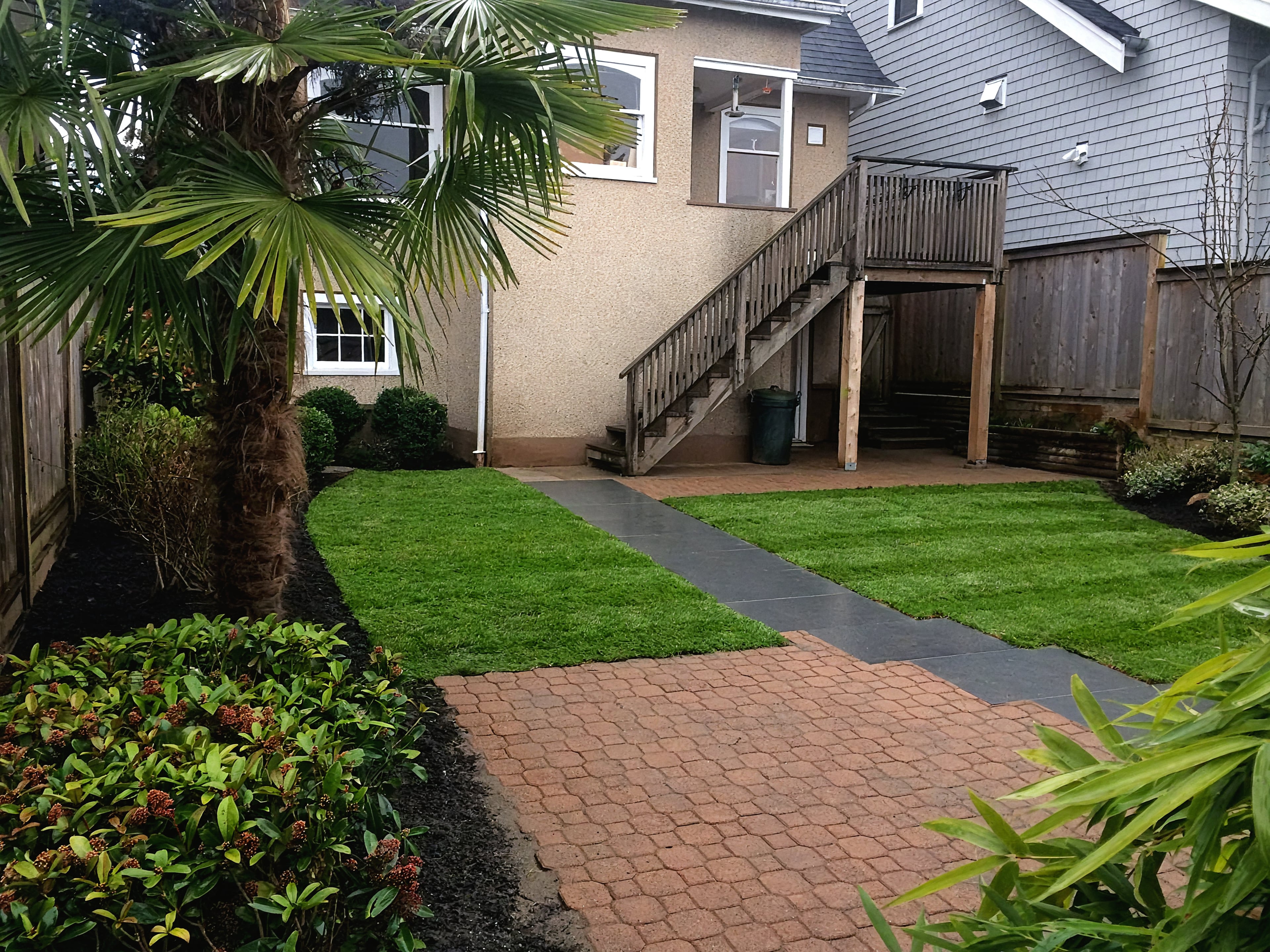 Garden beds, Natural stone pavers, Sod lawn and Excavation at the West 24th project.